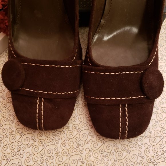 Franco Sarto  Retro  Style  Suede Leather Dress Shoes  Wedges 9 1/2M - Picture 8 of 12